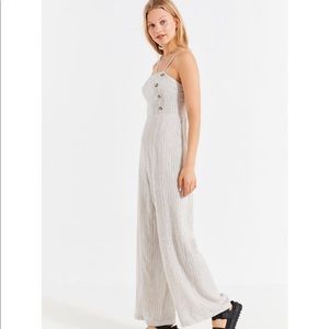 URBAN OUTFITTERS blue and white jumpsuit